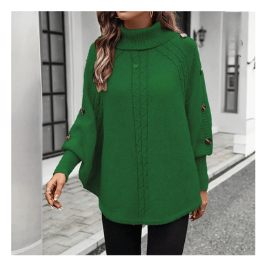 Knit Button Poncho Sweater