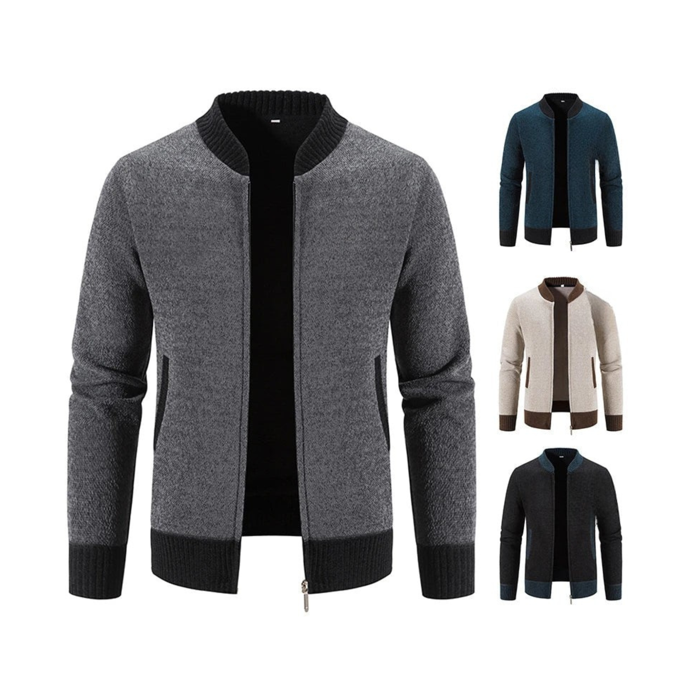 Knitted Hoodie Cardigan with Zipper