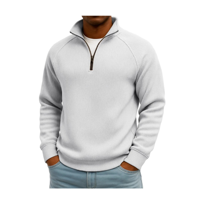 Ribbed Quarter Zip Stand Sweatshirt