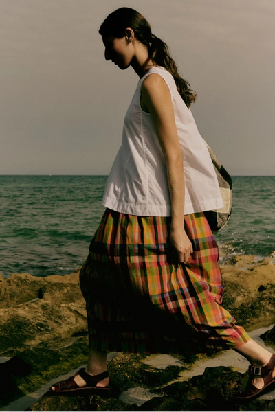 Corte Pleated Check Skirt
