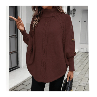 Knit Button Poncho Sweater