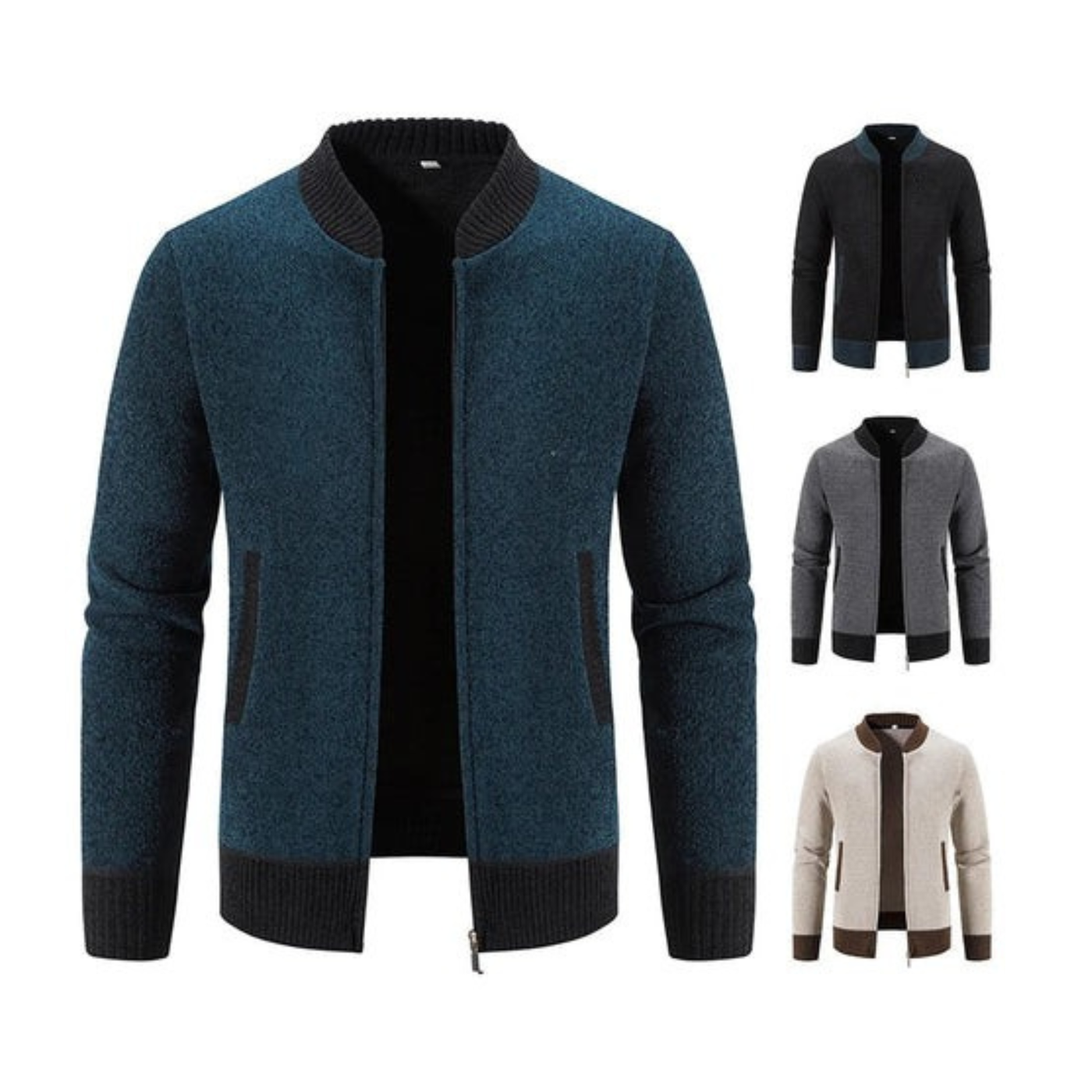 Knitted Hoodie Cardigan with Zipper