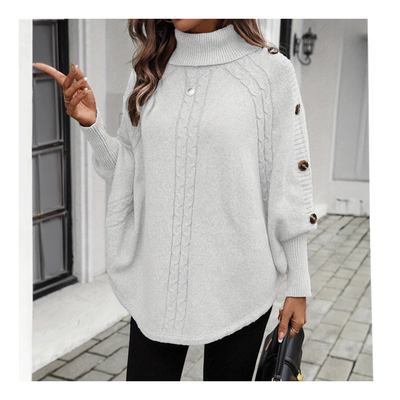 Knit Button Poncho Sweater