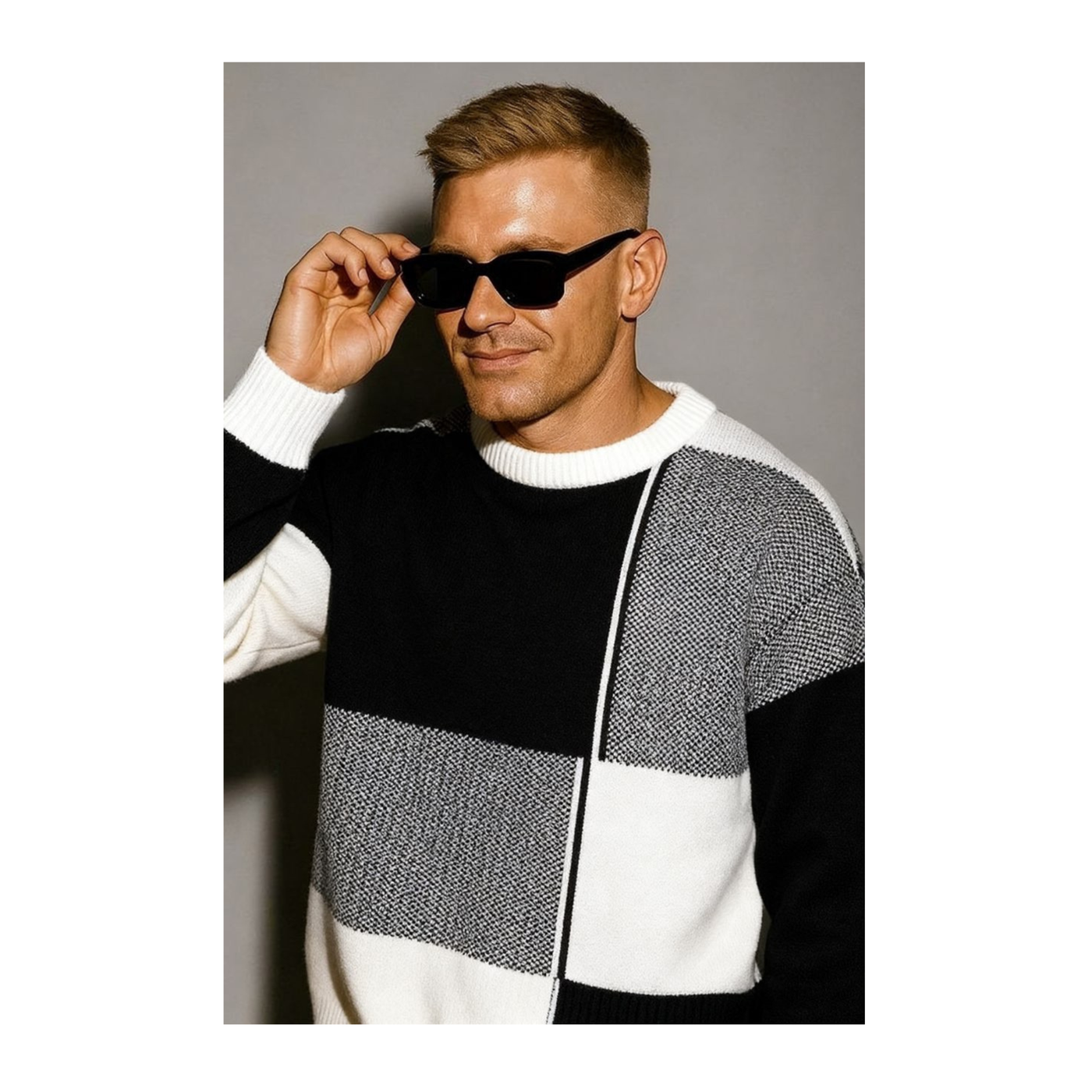 Geometric Crew Neck Sweater