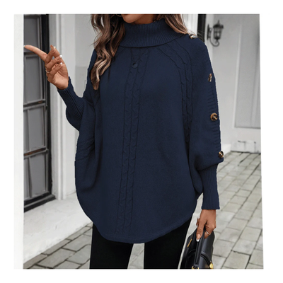Knit Button Poncho Sweater