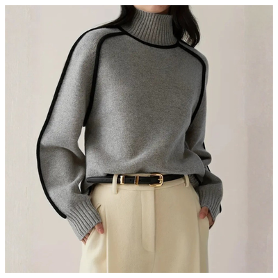 Turtleneck Sweater with Contrast Trim