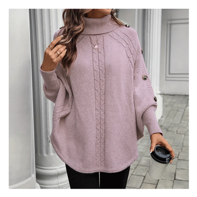 Knit Button Poncho Sweater