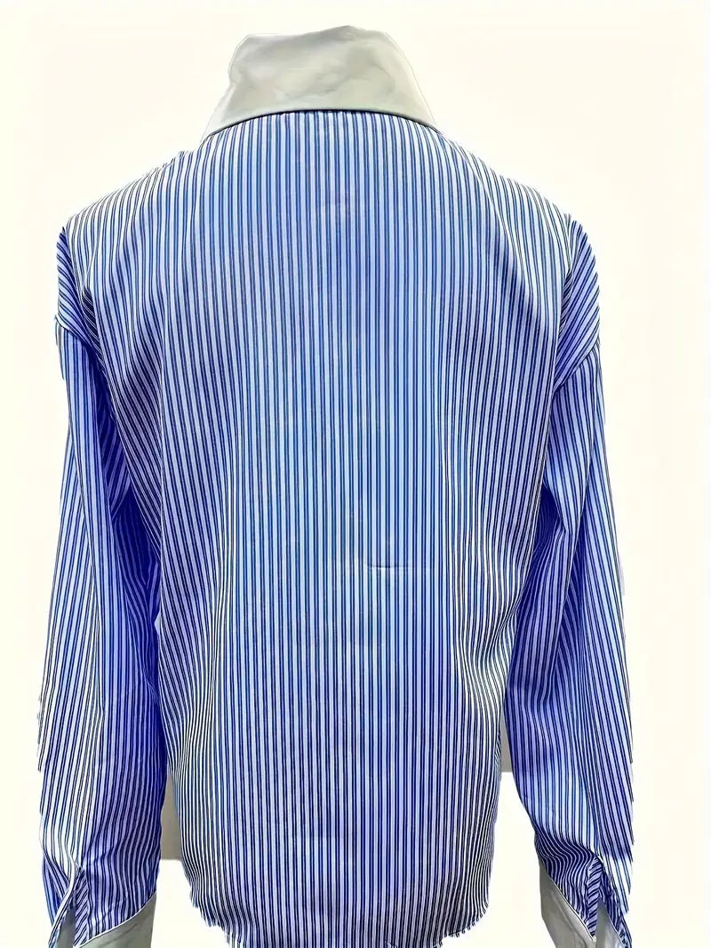 Women’s stripe Print Button-Up Shirt