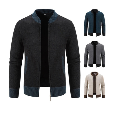 Knitted Hoodie Cardigan with Zipper