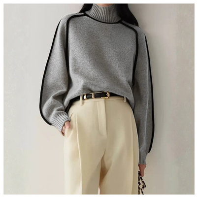 Turtleneck Sweater with Contrast Trim