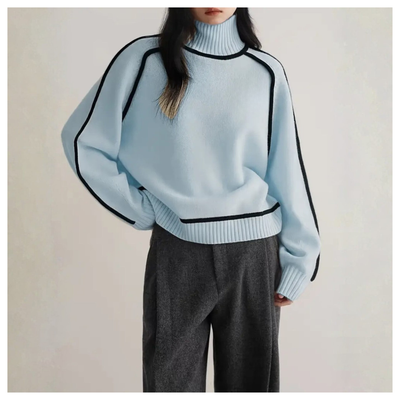 Turtleneck Sweater with Contrast Trim
